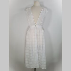 DAVID JONES White Sleeveless Cover Up Size 10 Lace 100% Cotton Sheer Beach